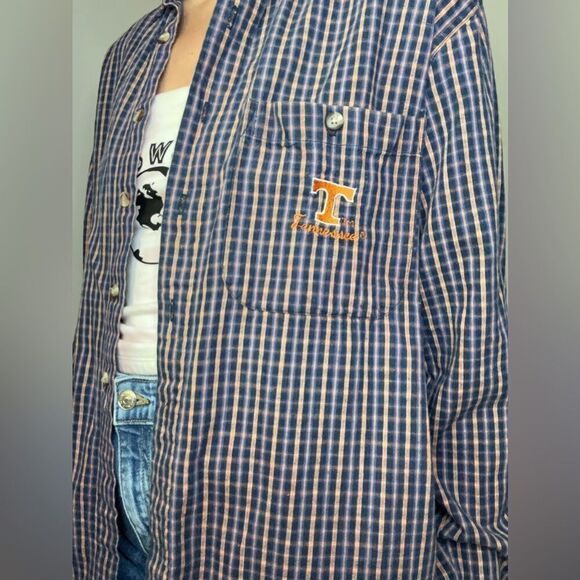 Tennessee Ox Sport Cotton Volunteers Embroidered Button Up Vintage Flannel - Picture 2 of 10